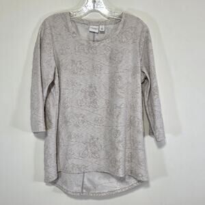 Weekend's by Chico's Womens Raised Textured Pattern Blouse Size Medium